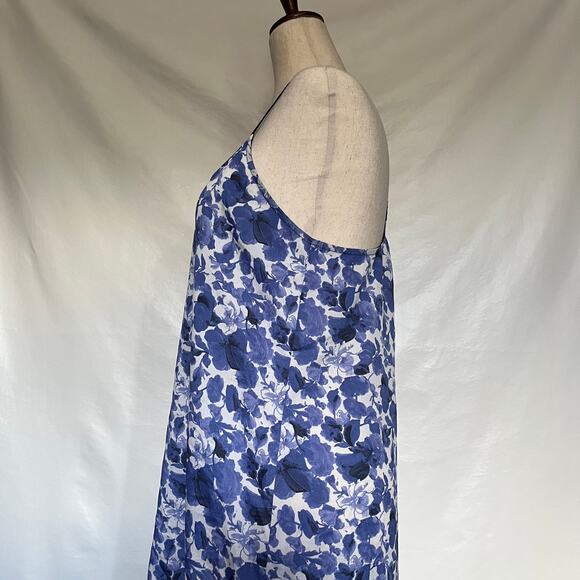 Topshop Floral Hi-Low Slip Dress Sz 6 Blue Boho Chic Y2K Coastal Racerback Beach - Picture 5 of 13